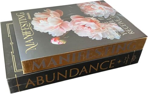 Manifestation Faux Book Decorative Storage Boxes – Set of 2 Nesting Magnetic Boxes for Coffee Table Decor, Home Organization, and New Age Abundance Aesthetic with Foil Details (Large & Small) in Saudi Arabia