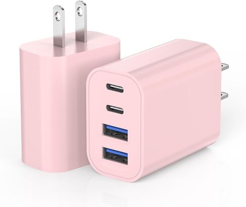 كتلة شحن سريعة USB، محول شحن 4 منافذ بقدرة 40 وات لشاحن iPhone USB C مزدوج، شاحن سريع متعدد المنافذ من النوع C لهواتف iPhone 15/15 Plus/ 15 Pro/15 Pro Max/14/13/12/11، iPad Pro/iPad Air ، آيباد ميني، آيباد in Kuwait