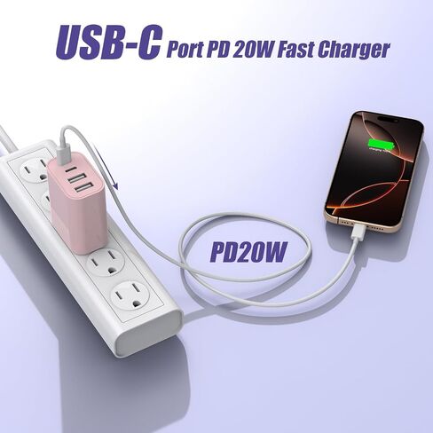 كتلة شحن سريعة USB، محول شحن 4 منافذ بقدرة 40 وات لشاحن iPhone USB C مزدوج، شاحن سريع متعدد المنافذ من النوع C لهواتف iPhone 15/15 Plus/ 15 Pro/15 Pro Max/14/13/12/11، iPad Pro/iPad Air ، آيباد ميني، آيباد in Kuwait