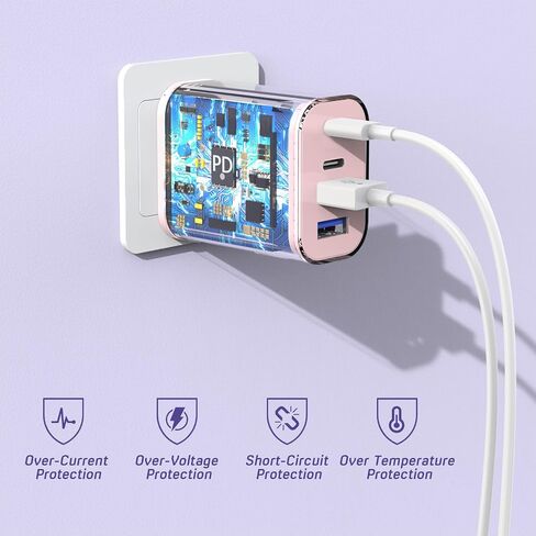 كتلة شحن سريعة USB، محول شحن 4 منافذ بقدرة 40 وات لشاحن iPhone USB C مزدوج، شاحن سريع متعدد المنافذ من النوع C لهواتف iPhone 15/15 Plus/ 15 Pro/15 Pro Max/14/13/12/11، iPad Pro/iPad Air ، آيباد ميني، آيباد in Kuwait