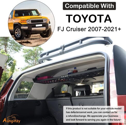 رف تخزين البضائع على سطح صندوق السيارة مناسب لـ Toyot@a FJ Cruiser 2007-2021 منظم تعليق لوحة السقف الخلفي الداخلي حامل تثبيت حامل تخزين البضائع في صندوق السيارة الخلفي ملحقات توسيع اللوحة العلوية in Saudi Arabia