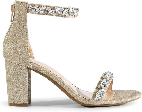 DREAM PAIRS Women's Chunk Heel,Size 10,SILVER-GLITTER-RHINESTONE,SDHS2440W in Saudi Arabia