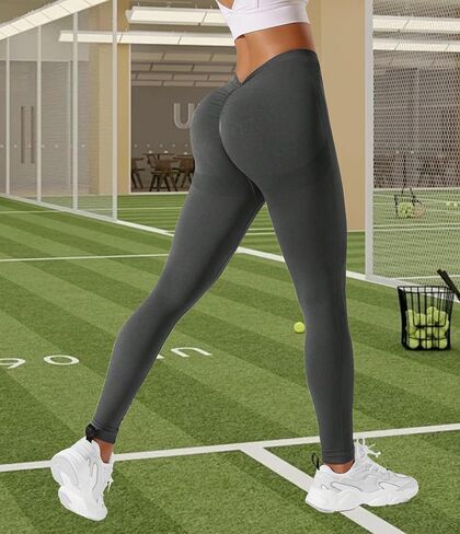 Women's V Back Scrunch Butt Lifting Leggings Seamless Impact Running Sweatpants High Waisted Tummy Control Yoga Pants in Saudi Arabia