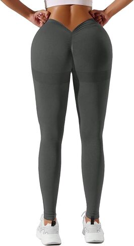 Women's V Back Scrunch Butt Lifting Leggings Seamless Impact Running Sweatpants High Waisted Tummy Control Yoga Pants in Saudi Arabia