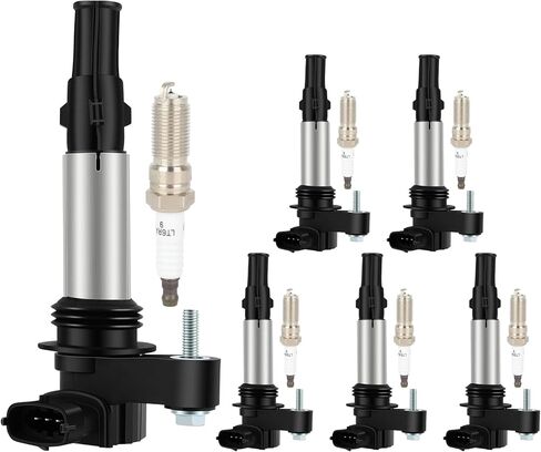 ASAPE 6 Ignition Coil Pack with 6PCS Spark Plugs for 2004-2009 for Cadillac CTS 2005-2008 for Buick Allure LaCrosse 2009 for Chevrolet Traverse for GMC Acadia, Replace UF375 GN10309 D501C in Saudi Arabia