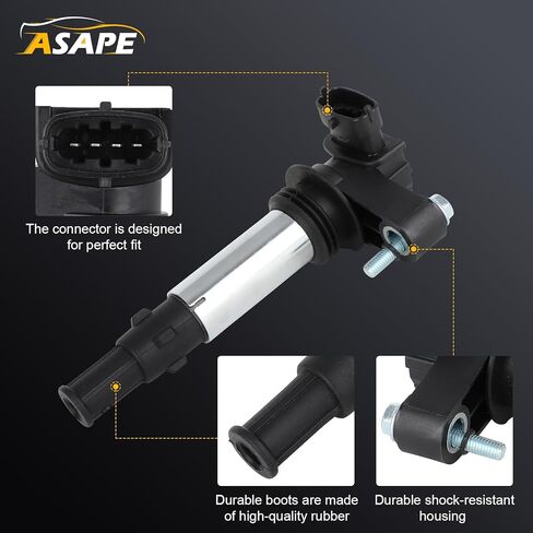 ASAPE 6 Ignition Coil Pack with 6PCS Spark Plugs for 2004-2009 for Cadillac CTS 2005-2008 for Buick Allure LaCrosse 2009 for Chevrolet Traverse for GMC Acadia, Replace UF375 GN10309 D501C in Saudi Arabia