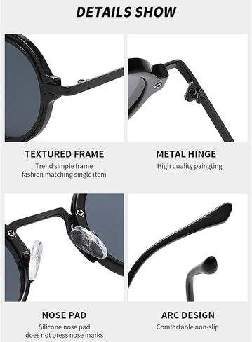 Onrtry Round Sunglasses for Men Women Hippie Small Circle Sun Glasses Red Lens Glasses in Kuwait