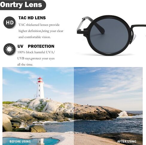 Onrtry Round Sunglasses for Men Women Hippie Small Circle Sun Glasses Red Lens Glasses in Kuwait