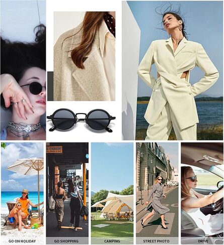 Onrtry Round Sunglasses for Men Women Hippie Small Circle Sun Glasses Red Lens Glasses in Kuwait