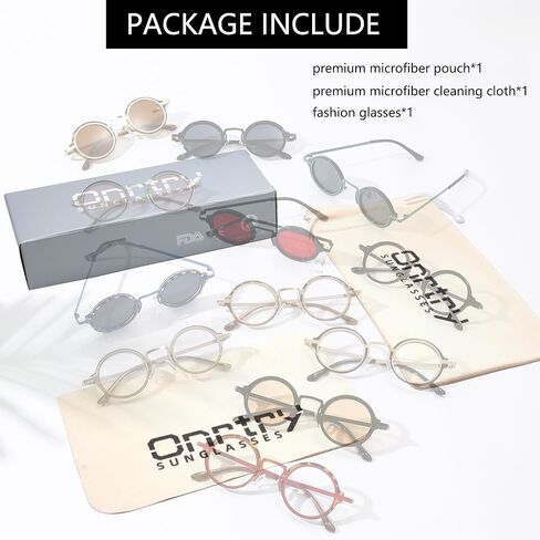 Onrtry Round Sunglasses for Men Women Hippie Small Circle Sun Glasses Red Lens Glasses in Kuwait