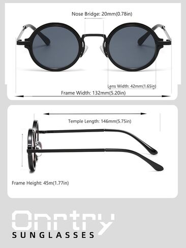 Onrtry Round Sunglasses for Men Women Hippie Small Circle Sun Glasses Red Lens Glasses in Kuwait