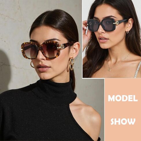 نظارات شمسية مربعة كبيرة الحجم للنساء والرجال نظارات شمسية فاخرة مجوفة عتيقة UV400 ظلال متدرجة in Kuwait