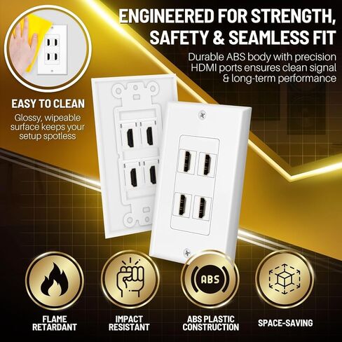 TNP 4-Port HDMI Ethernet Coax and Phone Wall Plate, Cat6 RJ45, White in Kuwait