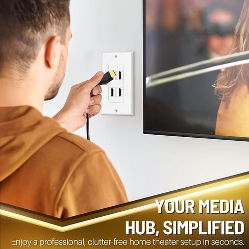 TNP 4-Port HDMI Ethernet Coax and Phone Wall Plate, Cat6 RJ45, White in Kuwait