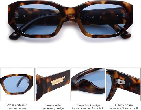 SOJOS Polarized Sunglasses Womens Mens Retro Rectangle Sun Glasses Trendy Hexagonal Frame 80s 90s Shades SJ2324 in Saudi Arabia