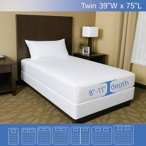 Twin Size Mattress or Box Spring Encasement (8"-11" Depth) Waterproof Zippered Protector Hypoallergenic Premium Single Size Bed Cover Protects from Dust White in Saudi Arabia