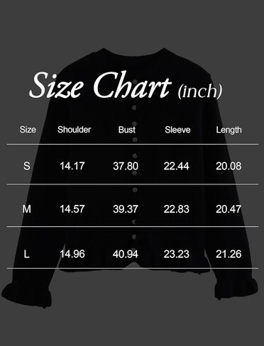 Women Ruffle Cardigan Sweaters Button Up Cropped Long Sleeve Solid Knit Cardigan Casual Crewneck Sweater Outwear in Saudi Arabia