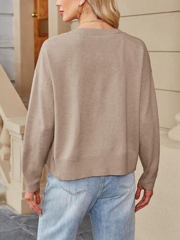Dokuritu Cardigans for Women Long Sleeve Crew Neck Lightweight Button Down Fall Knit Sweater Cardigan Y2k Open Front Top in Kuwait