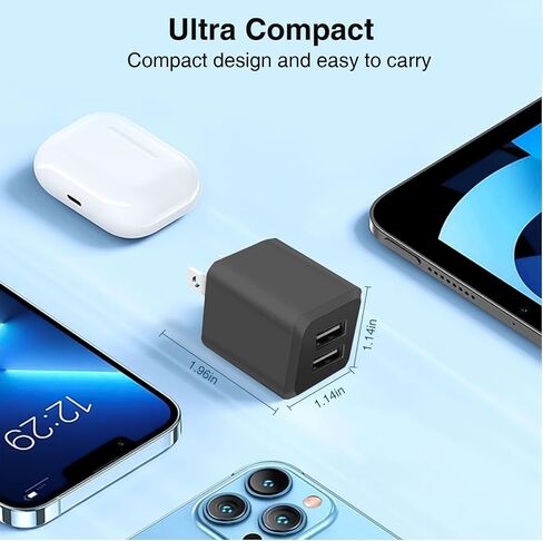 3- Pack, USB Wall Charger, Dual Port USB Cube Power Adapter Charger Plug Block Charging Box, Dual Port Wall Fast Charging Adapter, Compatible for i Phone 15 14 13 12 11 in Saudi Arabia