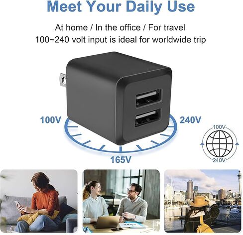 3- Pack, USB Wall Charger, Dual Port USB Cube Power Adapter Charger Plug Block Charging Box, Dual Port Wall Fast Charging Adapter, Compatible for i Phone 15 14 13 12 11 in Saudi Arabia