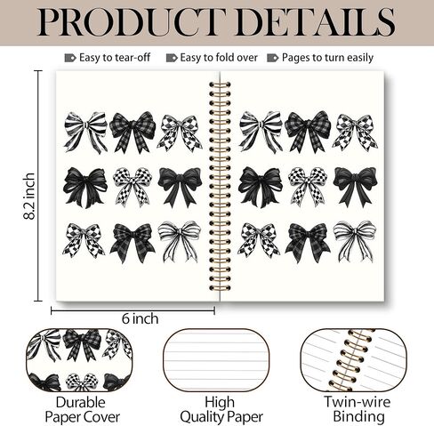 Pink Bow Bible Notebook Journal, Coquette Spiral Notebook, Christian Gifts for Women Girls, Preppy Christian Not Fall Notebooks Gifts for Girls Women, Preppy School Office Supplies, 6x8.2In in Kuwait