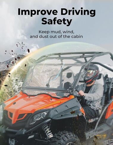 KEMIMOTO Flip Up Windshield Compatible with CFMOTO ZForce 800 / 800ex / 800 trail/ 500 trail 2016-2022, 2-IN-1 Folding Window Fully UV-Proof One-Hand Operation Front Full Windshield in Saudi Arabia