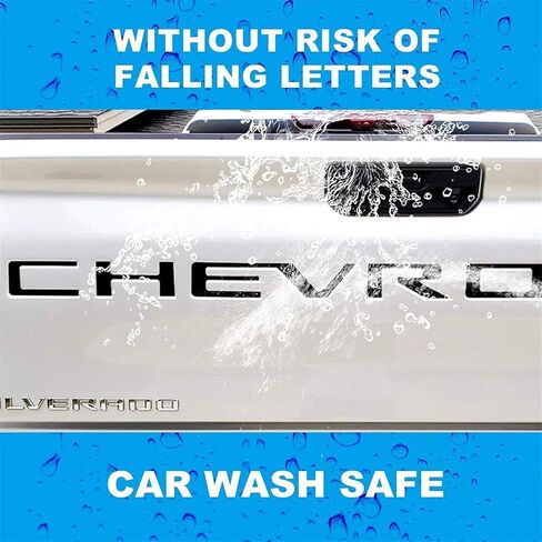 Tailgate Inserts Letters Compatible for 2019-2025 Sverado, 3D Raised & Strong Adhesive Decals Letters (Gloss Black) in Saudi Arabia