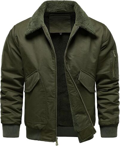 HOOD CREW Mens Winter Jackets Fleece Lined Bomber Jacket Casual Cotton Lightweight Coats with Fur Collar in Saudi Arabia
