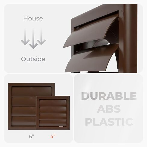 ø4 بوصة - عبوة من 4 - أغطية فتحات عادم مربعة سوداء - غطاء فتحة تهوية للمجفف - غطاء فتحة تهوية مع مصاريع - شبكة هواء بلاستيكية أحادية الاتجاه - فتحات لولبية مخفية in Kuwait