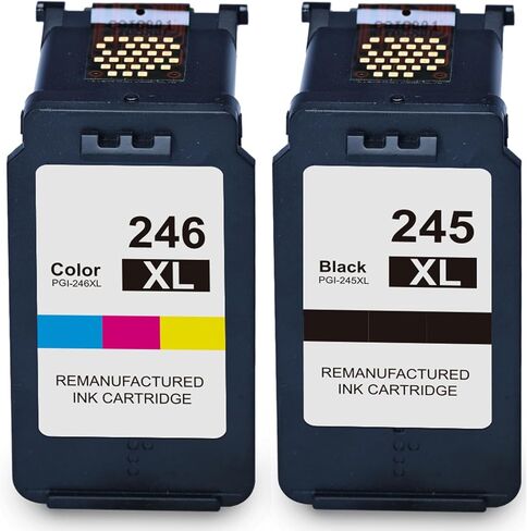 استبدال خرطوشة الحبر المعاد تصنيعها من TOKYOINK لحزمة Canon 245XL 246XL Combo لحبر الطابعة Pixma MG2522 MX490 TR4520 MX492 TS202 TS3322 MG2500 TR4500 245 246 (أسود، ثلاثي الألوان، عبوتان) in Kuwait
