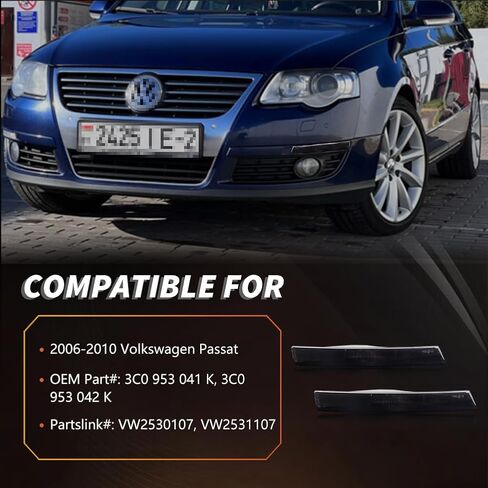 غطاء مصباح إشارة الانعطاف الأمامي متوافق مع Volkswagen Pass-at 2006-2010، [DOT] [IP67 مقاوم للماء] غطاء مصباح التحديد الجانبي [بدون مصابيح]، استبدل OEM#3C0953041K 3C0953042K، عدسة مدخنة in Kuwait