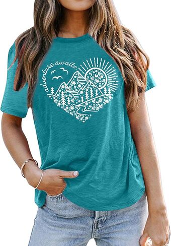 Adventure Tshirt Women Mountain Shirts Hiking Graphic Tees Summer Outdoor Casual Vacation Tops in Saudi Arabia