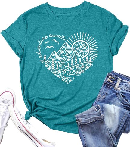 Adventure Tshirt Women Mountain Shirts Hiking Graphic Tees Summer Outdoor Casual Vacation Tops in Saudi Arabia