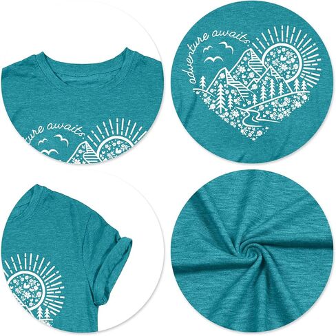 Adventure Tshirt Women Mountain Shirts Hiking Graphic Tees Summer Outdoor Casual Vacation Tops in Saudi Arabia