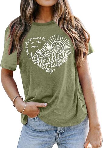 Adventure Tshirt Women Mountain Shirts Hiking Graphic Tees Summer Outdoor Casual Vacation Tops in Saudi Arabia