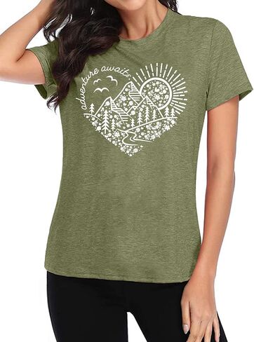 Adventure Tshirt Women Mountain Shirts Hiking Graphic Tees Summer Outdoor Casual Vacation Tops in Saudi Arabia