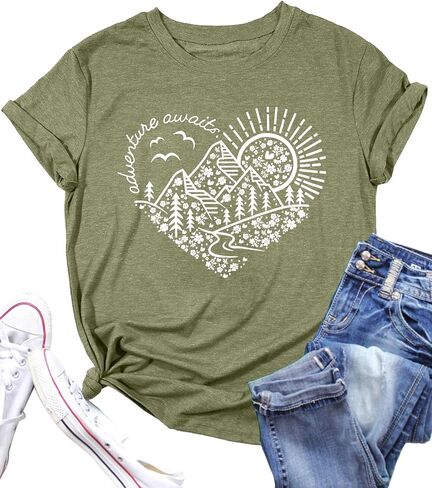 Adventure Tshirt Women Mountain Shirts Hiking Graphic Tees Summer Outdoor Casual Vacation Tops in Saudi Arabia