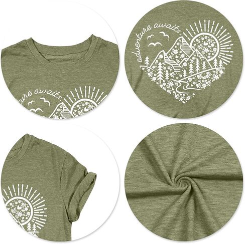 Adventure Tshirt Women Mountain Shirts Hiking Graphic Tees Summer Outdoor Casual Vacation Tops in Saudi Arabia