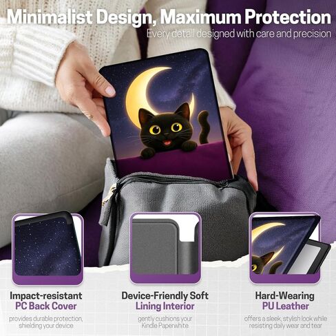 TNP Case for Kindle Paperwhite 12th Generation 2024 / Kindle Colorsoft Signature Edition - 7" PU Leather Protective Folio Cover Case for Kindle Paperwhite Kids with Auto Sleep/Wake, Great Wave in Saudi Arabia