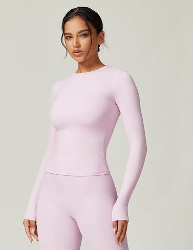 Women's Long Sleeve Fitted Crew Neck Stretch Top for Workout Yoga Gym Fitness Training in Saudi Arabia
