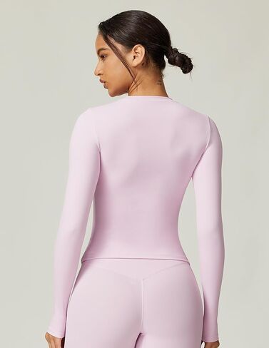 Women's Long Sleeve Fitted Crew Neck Stretch Top for Workout Yoga Gym Fitness Training in Saudi Arabia
