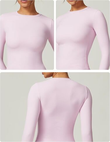 Women's Long Sleeve Fitted Crew Neck Stretch Top for Workout Yoga Gym Fitness Training in Saudi Arabia