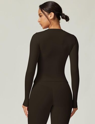 Women's Long Sleeve Fitted Crew Neck Stretch Top for Workout Yoga Gym Fitness Training in Saudi Arabia