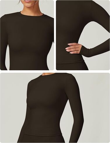 Women's Long Sleeve Fitted Crew Neck Stretch Top for Workout Yoga Gym Fitness Training in Saudi Arabia