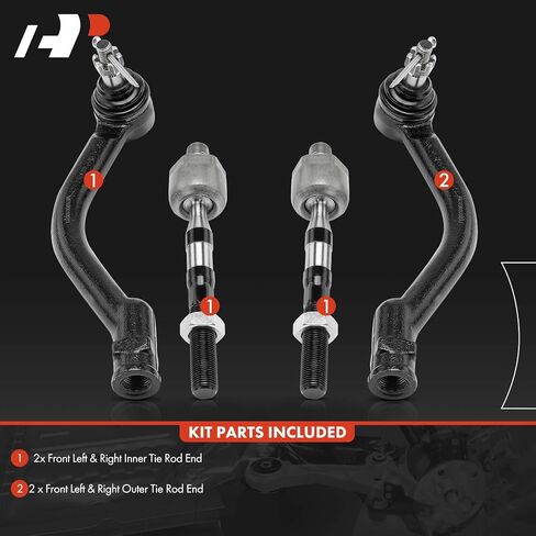 A-Premium Set of 4, Front Inner & Outer Tie Rod End Kit, Compatible with Hyundai Sonata 2006-2008, Azera 2006-2007 in Saudi Arabia