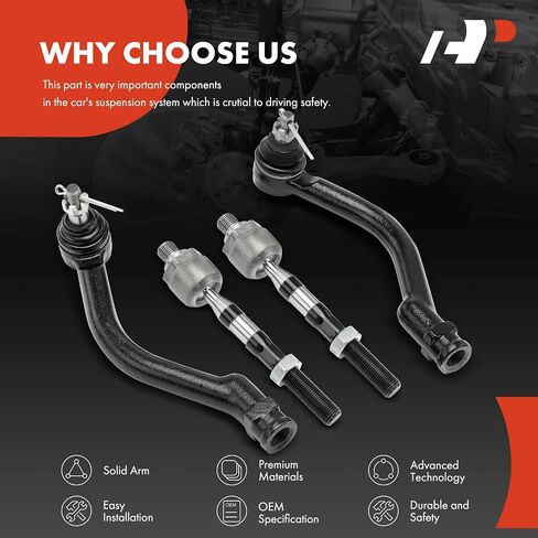 A-Premium Set of 4, Front Inner & Outer Tie Rod End Kit, Compatible with Hyundai Sonata 2006-2008, Azera 2006-2007 in Saudi Arabia