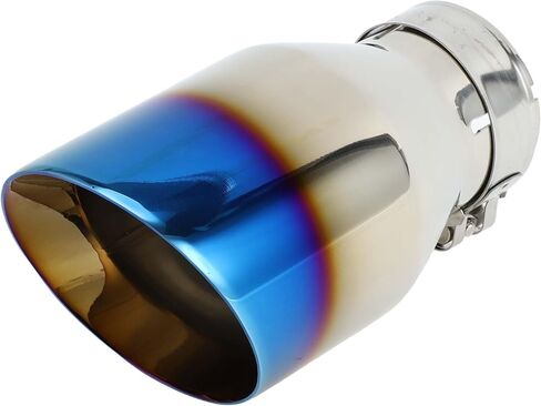 Slant Car Exhaust Tip Rear Clamp on Tailpipe 63mm ID 2.5" Inlet 4.1" Outlet 7.1" Length 1 Set Black Stainless Steel in Saudi Arabia
