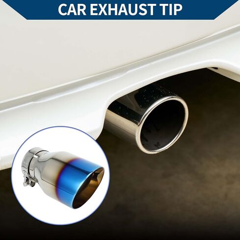 Slant Car Exhaust Tip Rear Clamp on Tailpipe 63mm ID 2.5" Inlet 4.1" Outlet 7.1" Length 1 Set Black Stainless Steel in Saudi Arabia