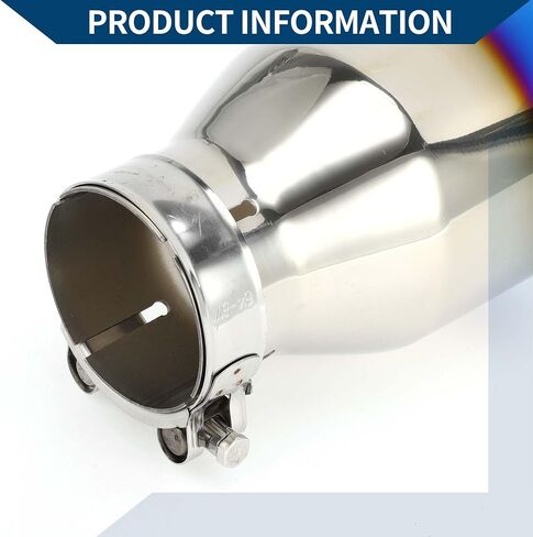 Slant Car Exhaust Tip Rear Clamp on Tailpipe 63mm ID 2.5" Inlet 4.1" Outlet 7.1" Length 1 Set Black Stainless Steel in Saudi Arabia