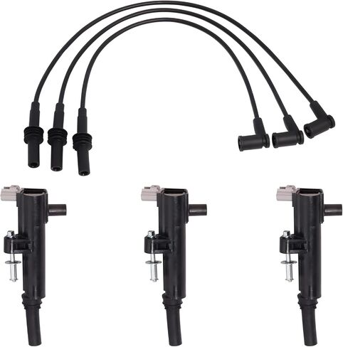 ENA Set of 3 Ignition Coil and Wire Set Compatible with Dodge Jeep Mitsubishi Ram Dakota Durango Nitro Ram 1500 Commander Grand Cherokee Liberty Raider 1500 Dakota 3.7L Replacement for UF640 in Saudi Arabia
